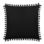 Czarna dwustronna poszewka 45x45 cm z pomponami FLUFFY Spod Igły i Nitki – nowoczesny styl
