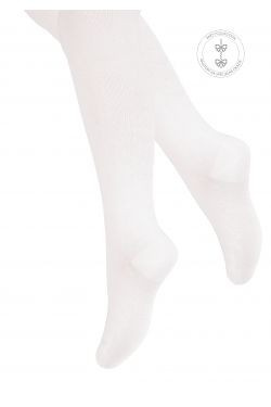 rajstopki dziecięce z delikatnym wzorem art.102 ecru kokardki Steven