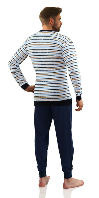 Piżama męska długa w paski dres 100% bawełna 2041/27 Sesto Senso – wygoda i styl
