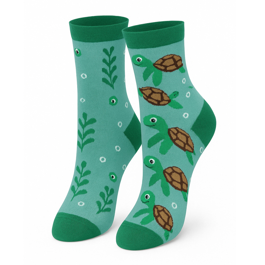 Skarpetki Damskie Bawełniane Żółwie