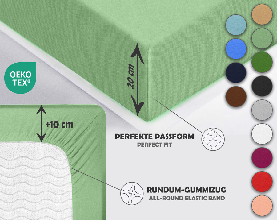 Jasnozielone elastyczne prześcieradło z gumką 80% bawełna Jersey Sesto Senso – komfort snu