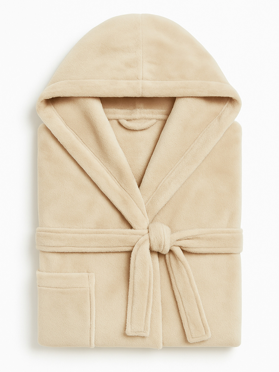 Beżowy miękki szlafrok damski  z kapturem Paulo Sestimi – idealny do sauny i spa