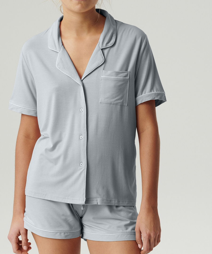 Niebieskie piżamy damskie z krótkim rękawem 95% modal – Atlantic komfort snu