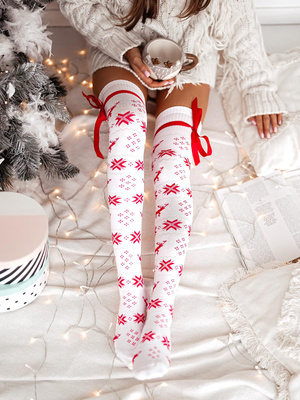 Zakolanówki Świąteczne ze wstążką