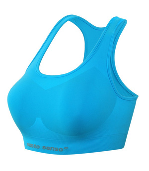 Turkusowy bezszwowy top damski 92% poliamid Sesto Senso – joga fitness