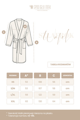 Czarny szlafrok unisex z kołnierzem kimono model WAFEL Spod Igły i Nitki – komfort i styl