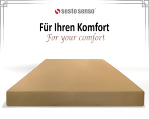 Beżowe elastyczne prześcieradło z gumką 80% bawełna Jersey Sesto Senso – komfort snu