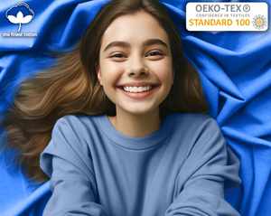 Niebieskie elastyczne prześcieradło z gumką 80% bawełna Jersey Sesto Senso – komfort snu