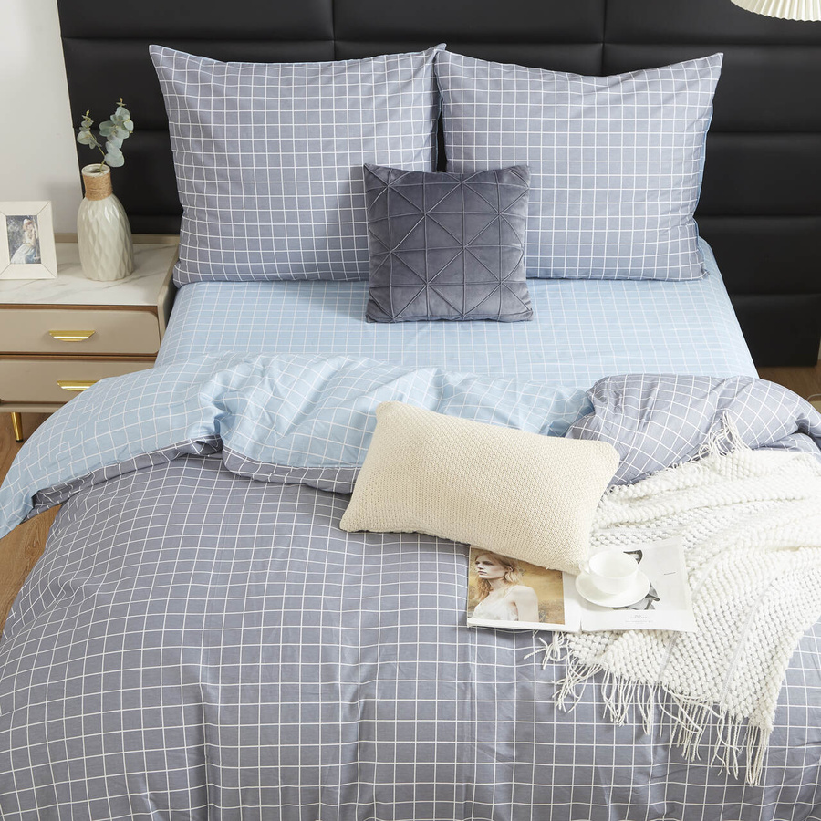 Szara dwustronna pościel Satynowa 100% bawełna Model S064 Spod Igły i Nitki – komfort snu