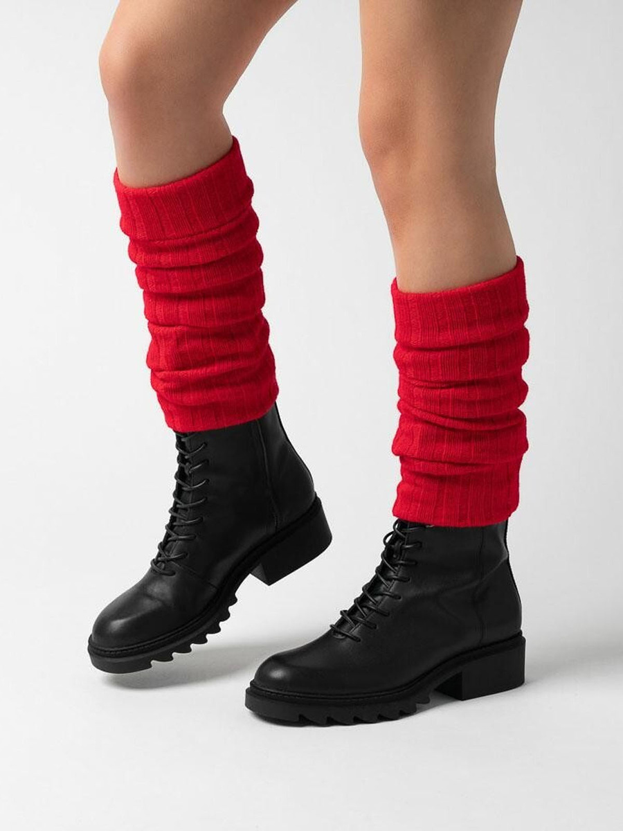 Czerwone Wełniane Getry Damskie Akryl 67%