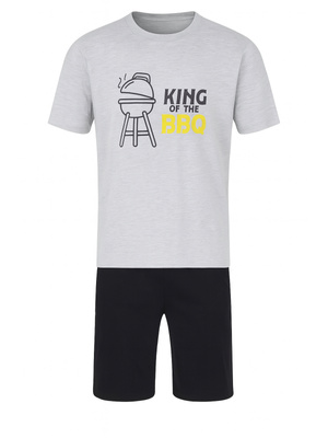 GIANNY Krótka Piżama Męska z Nadrukiem, szara