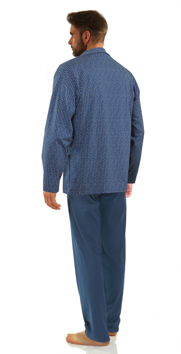 Niebieska rozpinana piżama męska długa 100% bawełna 2636/02 Sesto Senso – całoroczny komfort