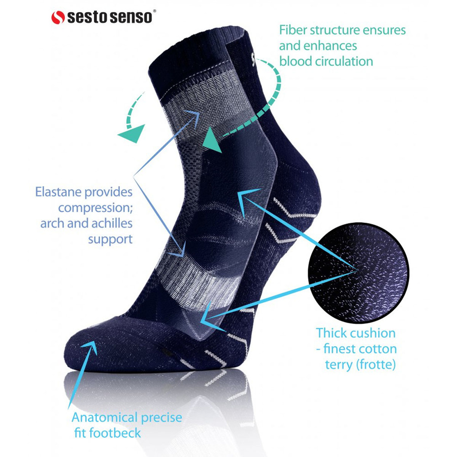 Szare oddychające skarpety męskie 88% bawełna AMZ Multicolor Sesto Senso – komfort dla biegaczy