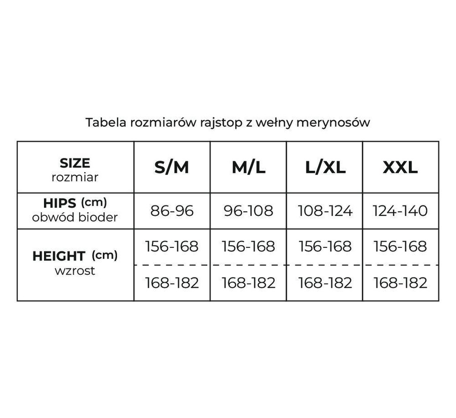 Rajstopy Damskie z Wełny Merino Art. 130 156-168