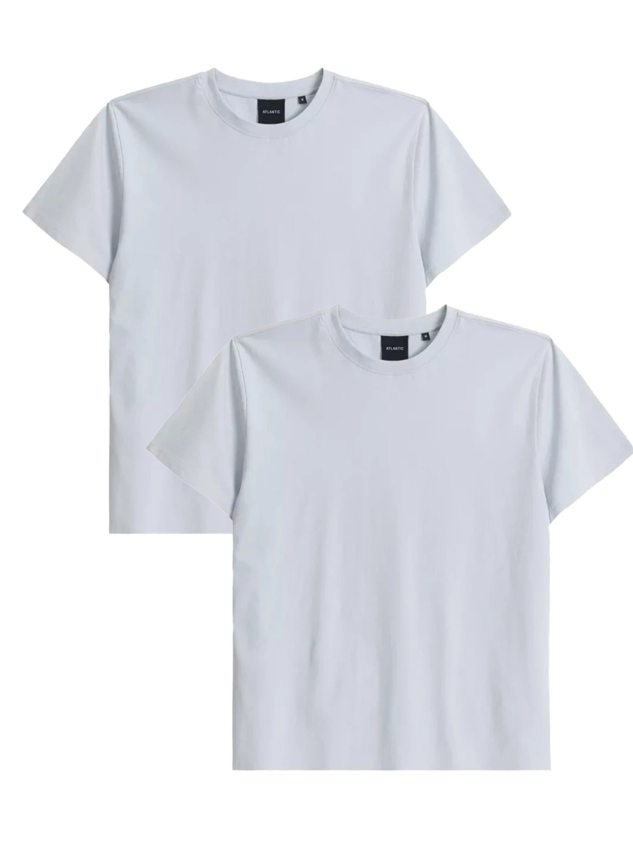 Jasnoniebieski T-shirt męski x2 z efektem brzoskwini 100% bawełna Atlantic – maksymalna wygoda.