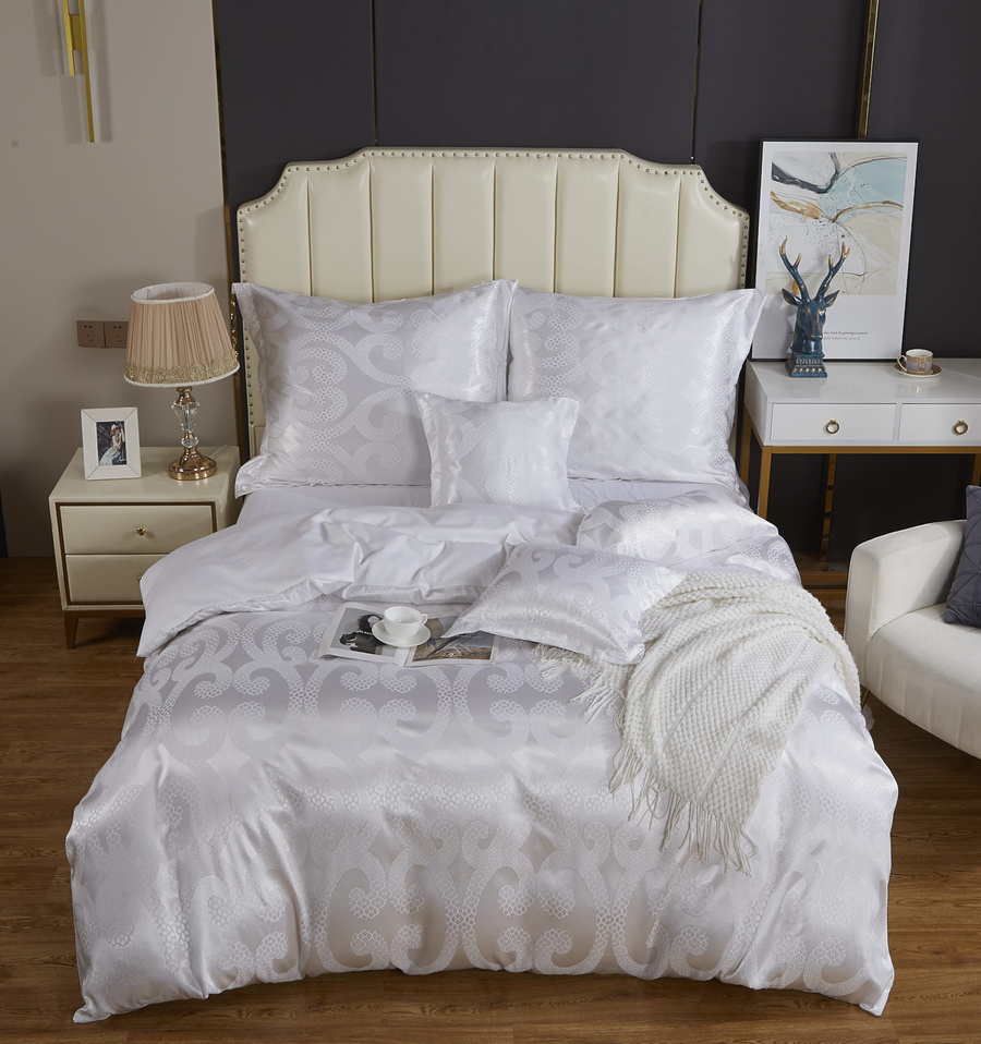 Kremowa atłasowa pościel małżeńska 120 g/m² model AT003 Spod Igły i Nitki – luksusowy komfort snu