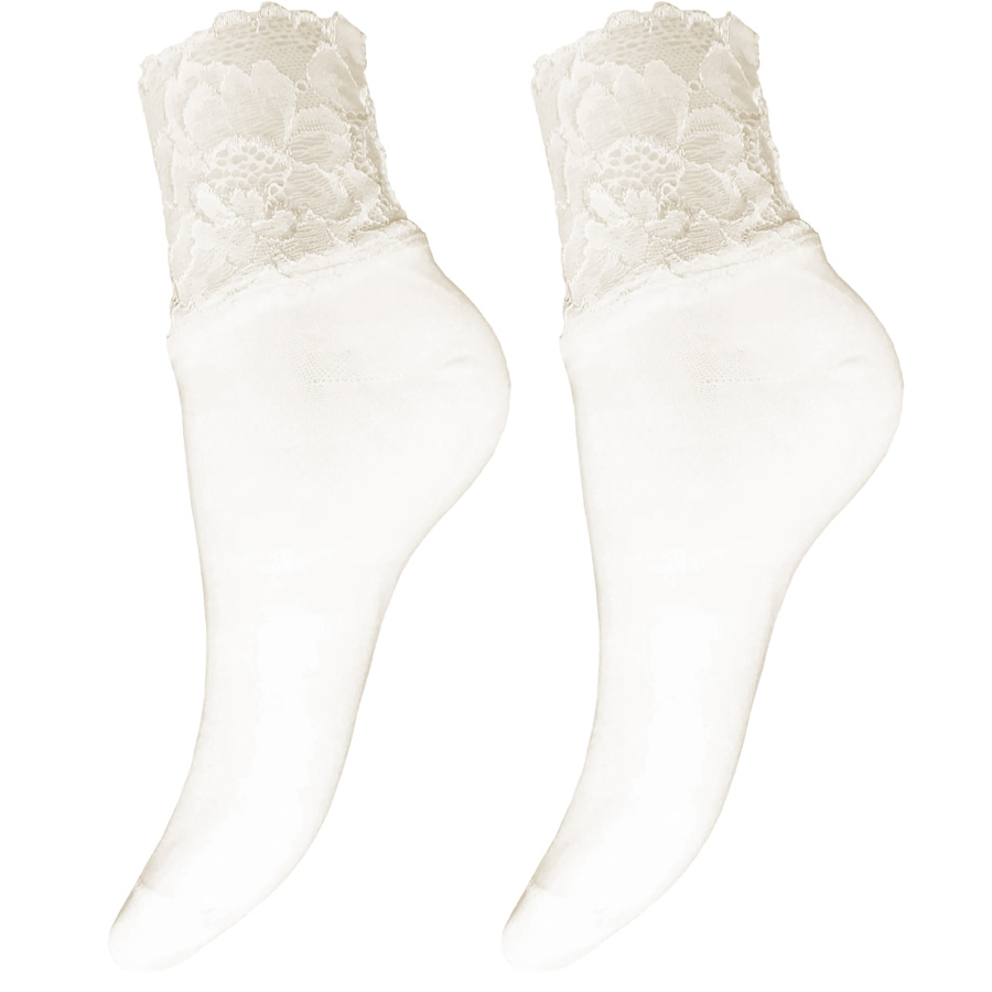 Skarpetki damskie z szeroką koronką 1061