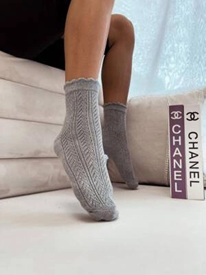 Skarpetki damskie ażurowe jodełka 989