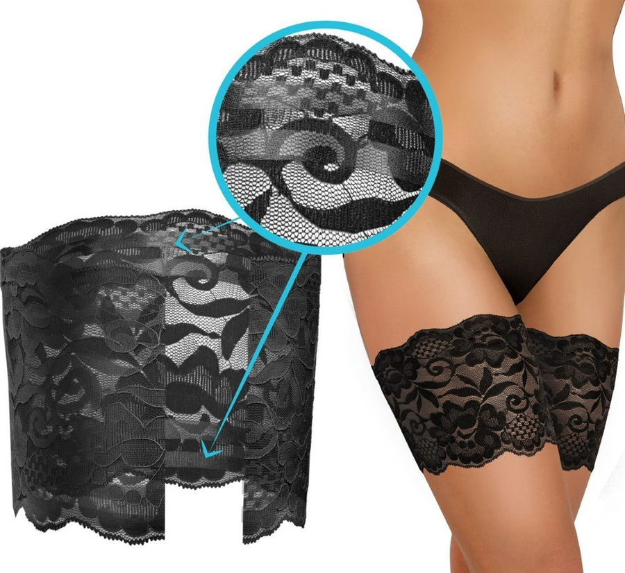 Czarne samonośne opaski udowe damskie Koronka Sesto Senso – komfort na upały