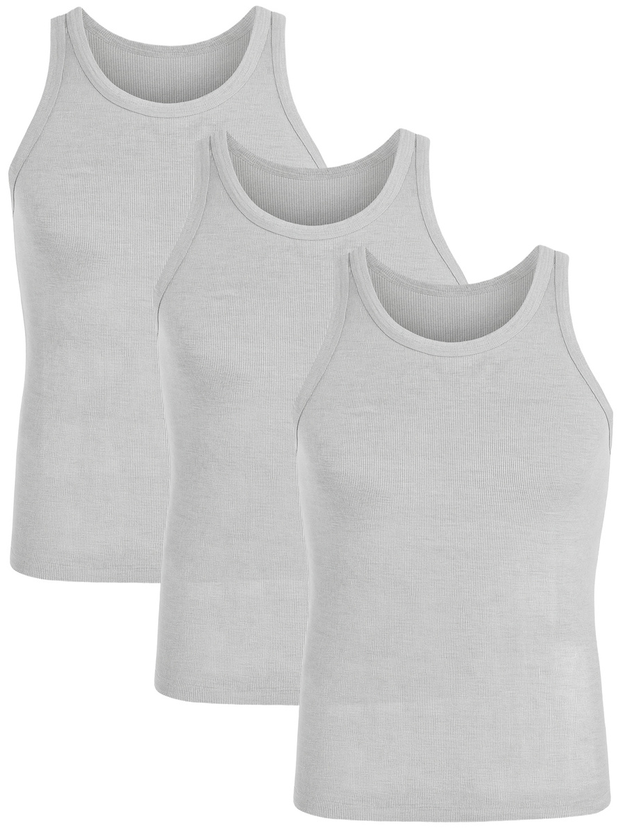 Koszulka Na Ramiączkach Męska Szara w Prążek 3 Pack