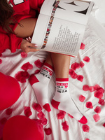 Skarpetki damskie z Napisem 0200.076, Kolor Biały, Rozmiar 37-41