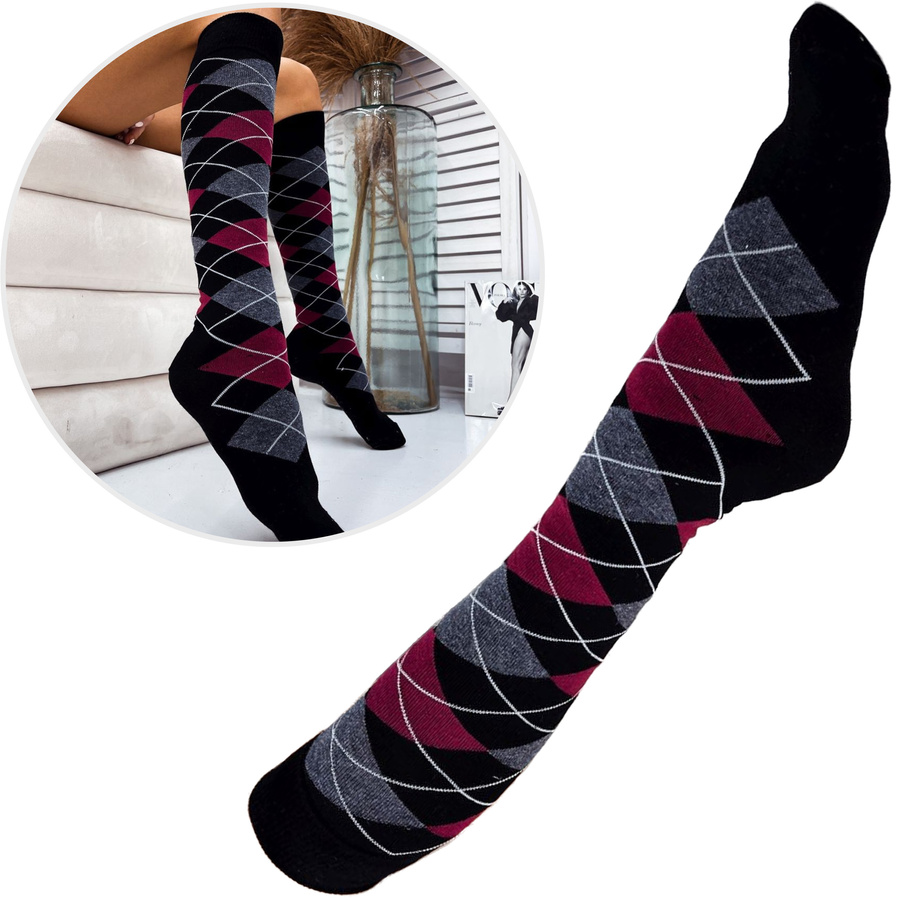 Podkolanówki damskie w romby 248