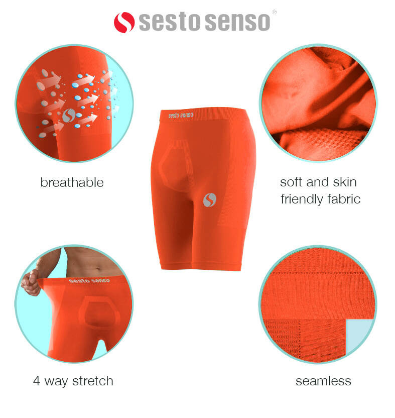 Pomarańczowe bezszwowe spodenki męskie Thermo Active CL41 Sesto Senso – komfort i ochrona