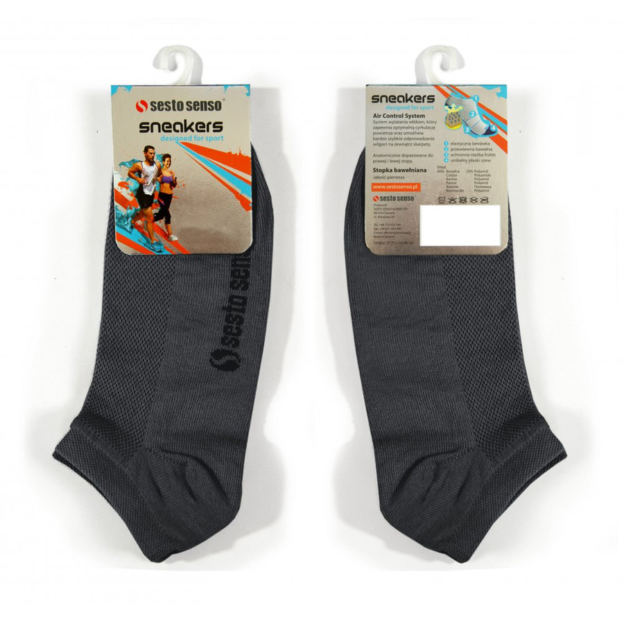 Grafitowe skarpetki stopki damskie męskie 6 par Sneakers Sesto Senso – codzienny komfort