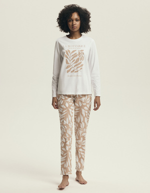 Damska piżama bawełniana Dextra ecru