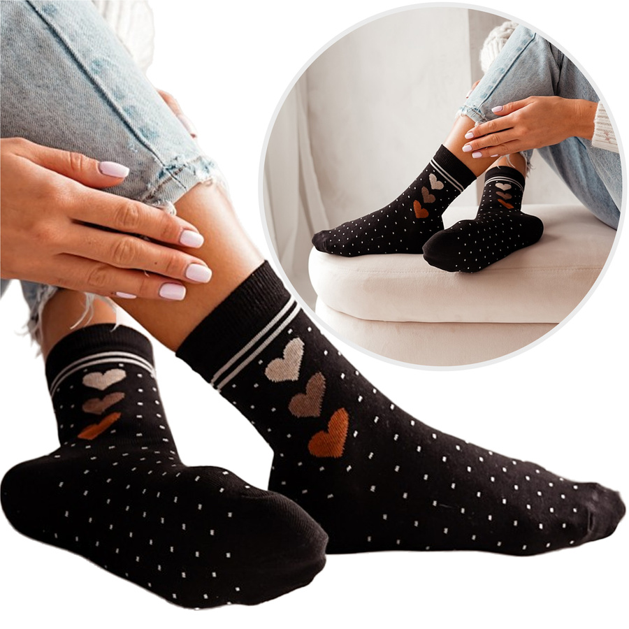 Skarpetki damskie Serca i kropeczki