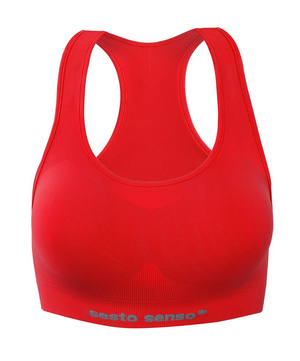 Czerwony bezszwowy top damski 92% poliamid Sesto Senso – joga fitness