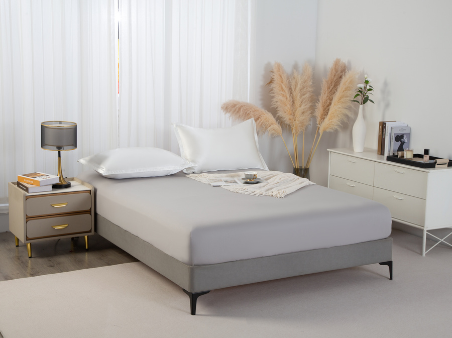 PRZEŚCIERADŁO SATYNA SZARY