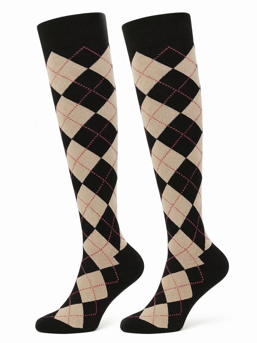 Podkolanówki damskie w romby Vintage 0248