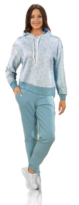 Niebieska ciepła bluza damska 95% bawełna z kapturem Sesto Senso – komfort termiczny