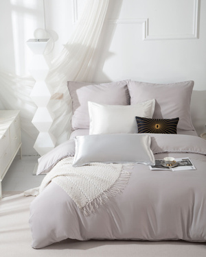 POŚCIEL QUEEN SZARY BIAŁA BIZA