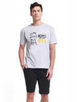 GIANNY Krótka Piżama Męska z Nadrukiem, szara