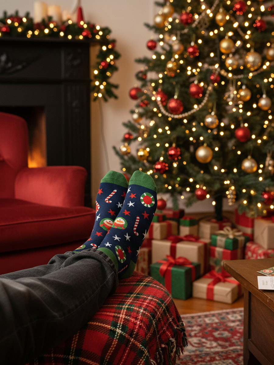 Skarpetki Męskie Świąteczne Wianek 