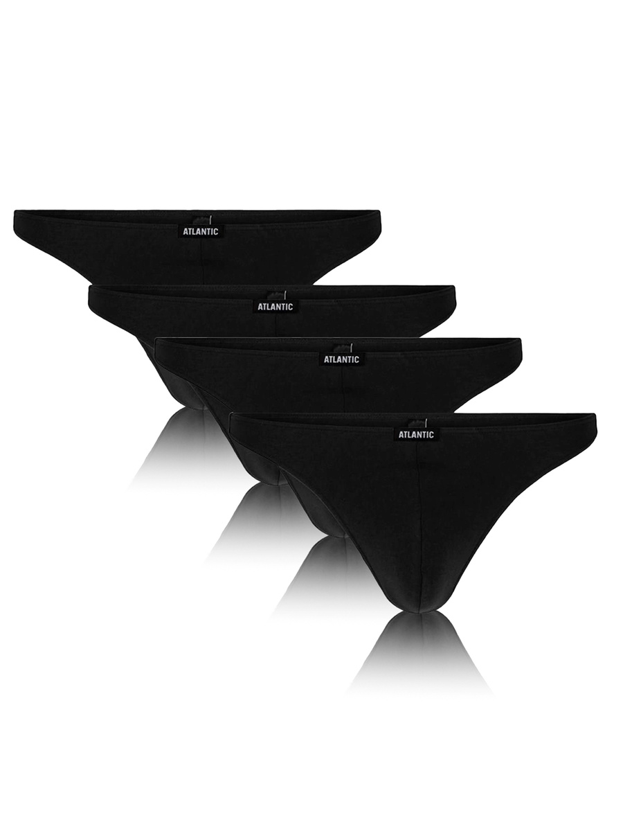 Czarne wygodne stringi męskie 95% bawełna Atlantic – komfort na co dzień