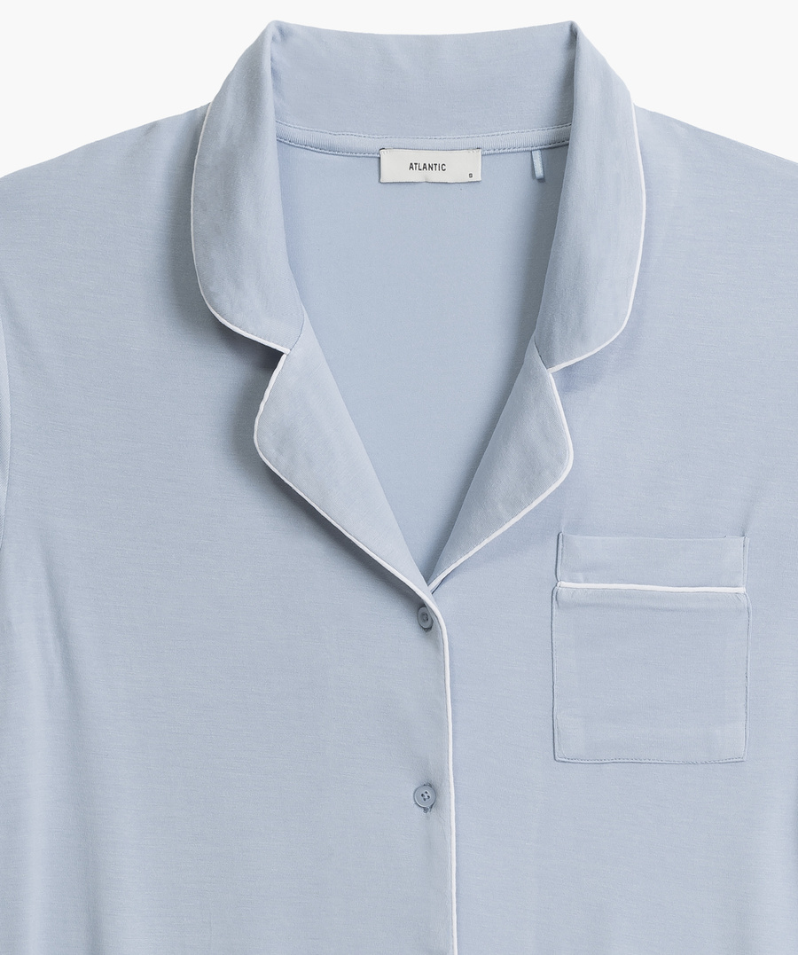 Niebieskie piżamy damskie z krótkim rękawem 95% modal – Atlantic komfort snu