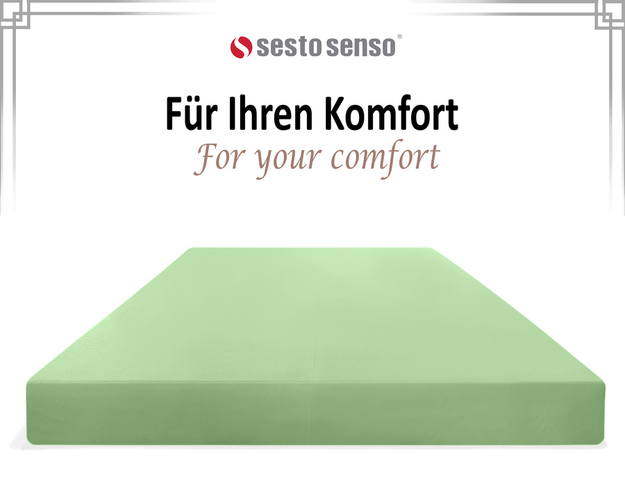 Jasnozielone elastyczne prześcieradło z gumką 80% bawełna Jersey Sesto Senso – komfort snu