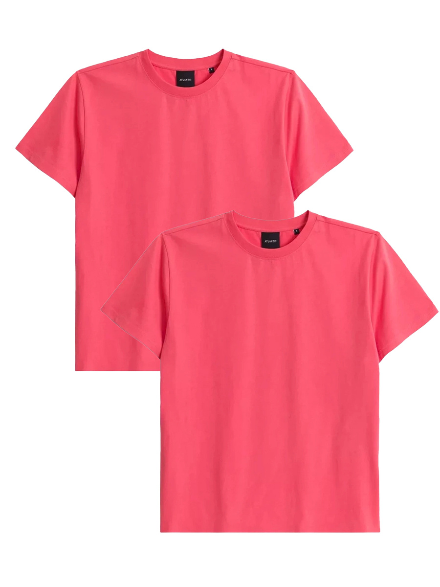 Różowy miękki T-shirt męski 100% bawełna Atlantic – idealny na każdy dzień.