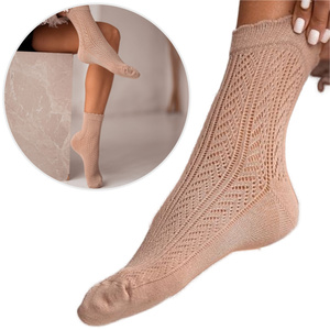 Skarpetki damskie ażurowe jodełka 989