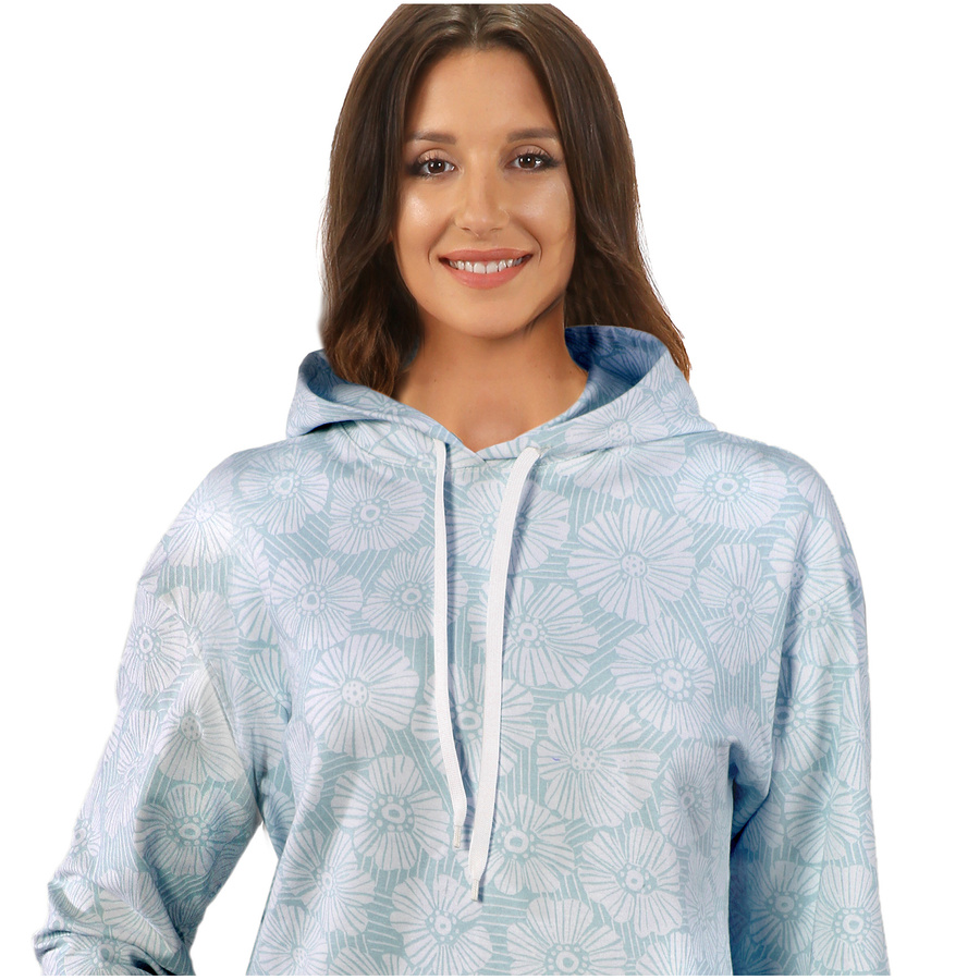 Niebieska ciepła bluza damska 95% bawełna z kapturem Sesto Senso – komfort termiczny