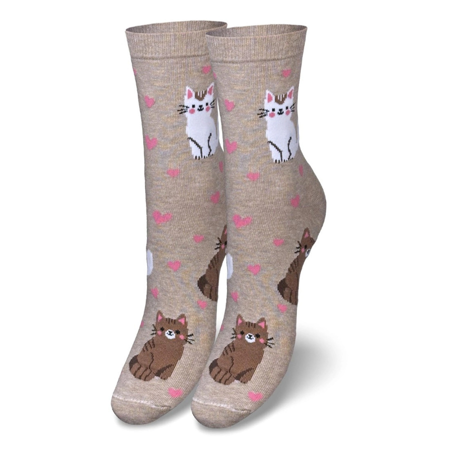 Skarpetki damskie Kotki i serduszka