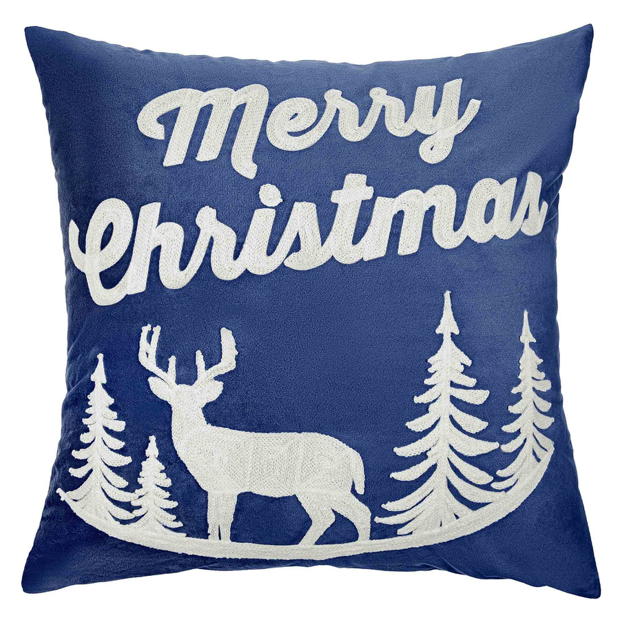 Granatowa velvetowa poszewka dekoracyjna 45x45 z zamkiem Spod Igły i Nitki – świąteczny klimat.