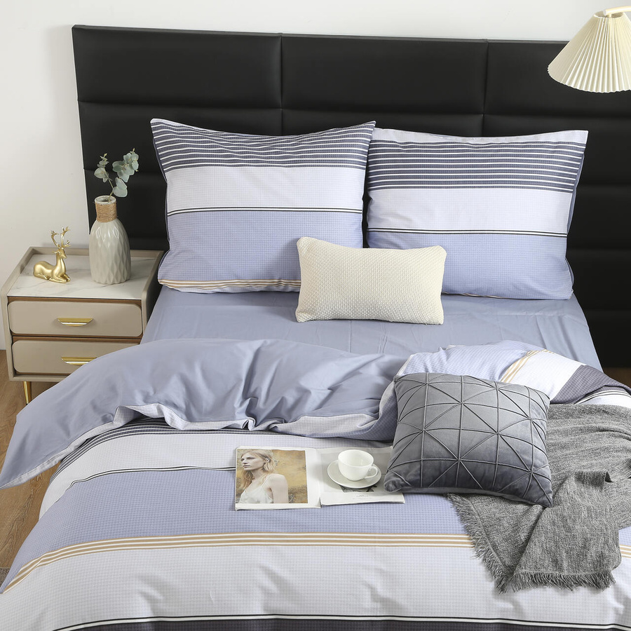 Niebieska dwustronna pościel Satynowa Model S002 Spod Igły i Nitki – komfort snu