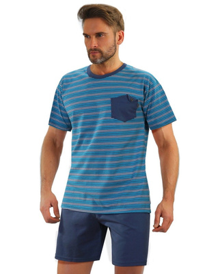 Piżama Męska Krótki Rękaw Krótkie Spodenki