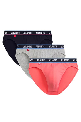 Szare sportowe slipy męskie 3-pack z miękką gumą Atlantic – idealne dopasowanie.