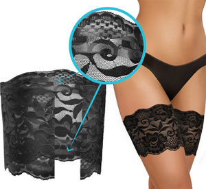 Czarne samonośne opaski udowe damskie Koronka Sesto Senso – komfort na upały
