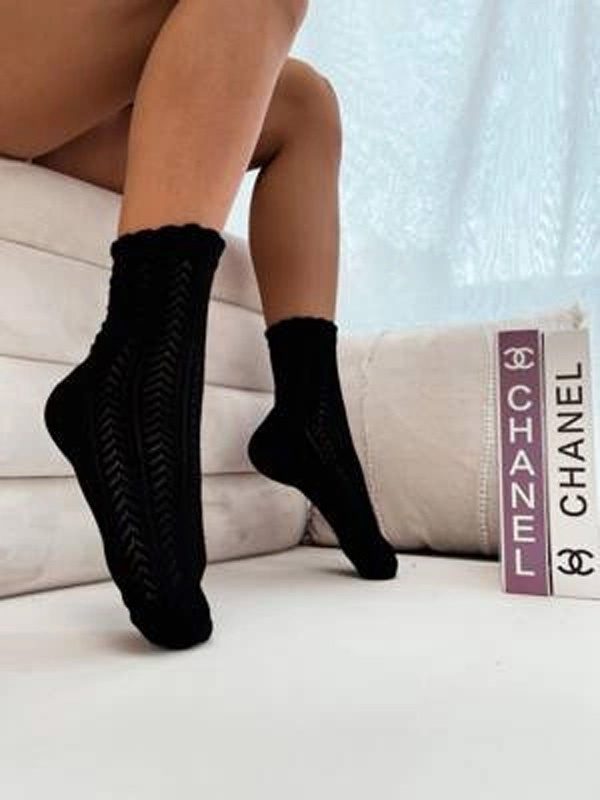 Skarpetki damskie ażurowe jodełka 989